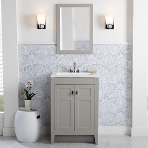 Bladen 24 in. W x 19 in. D x 35 in. H Single Sink Freestanding Bath Vanity in Gray with White Cultured Marble Top