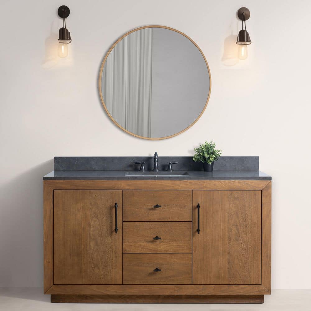 60" Single Bathroom Vanity Set with Black Limestone Top