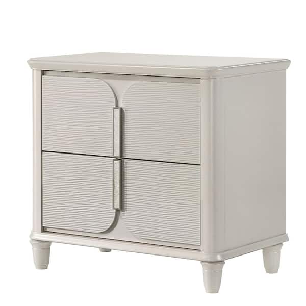 Laveda Pearl White Nightstand