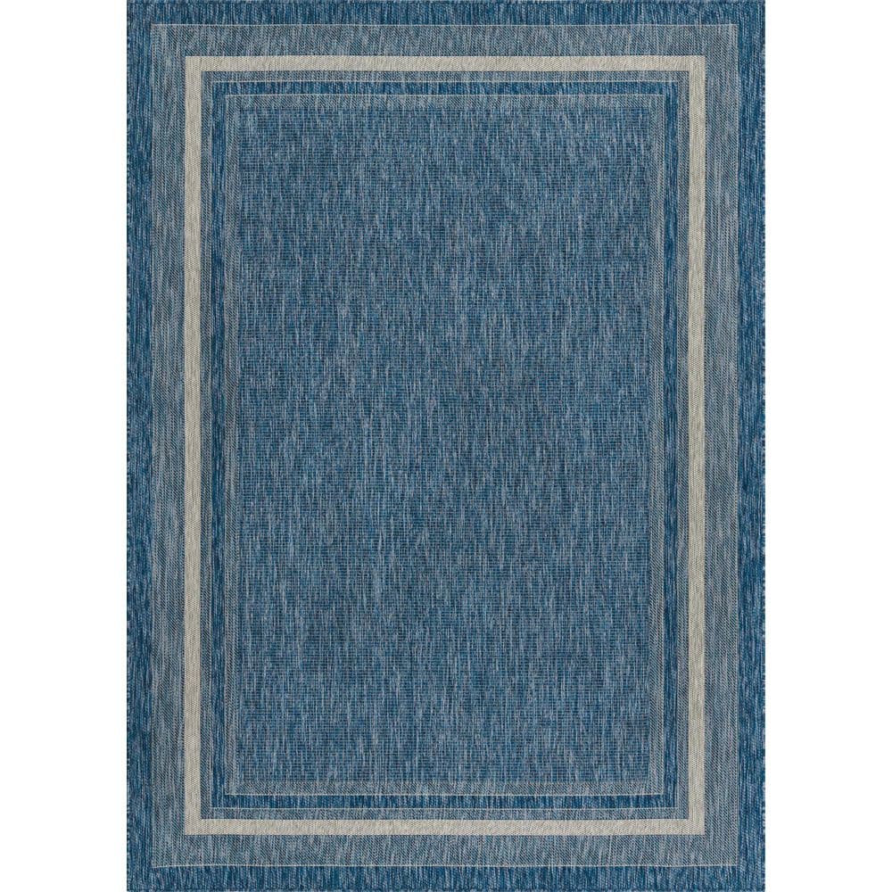 Unique Loom Outdoor Soft Border Blue 7' 0 x 10' 0 Area Rug 3128990 ...