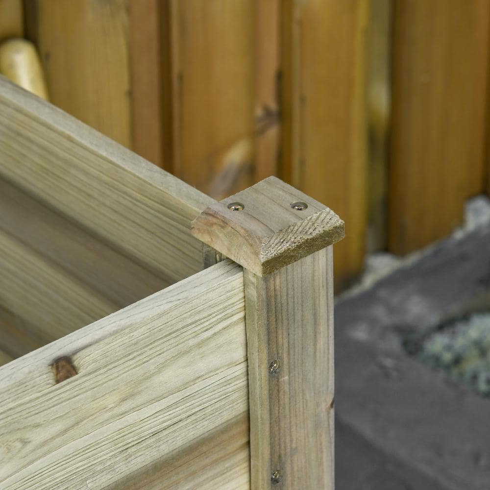 Outsunny Elevated Fir Wood Planter Box with Storage Shelf