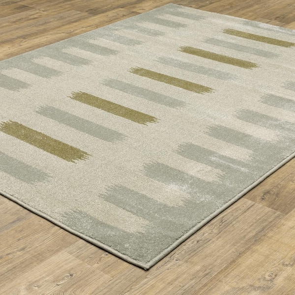 Brixworth Beige/Gray 7 ft. x 9 ft. Geometric Stripe Polypropylene Indoor Area Rug