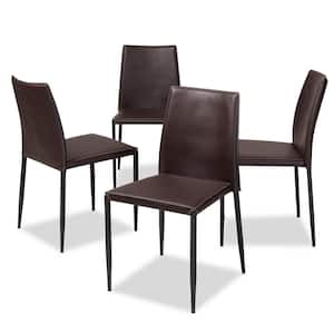 Pascha Dark Brown Faux Leather Upholstered Dining Chair (Set of 4)