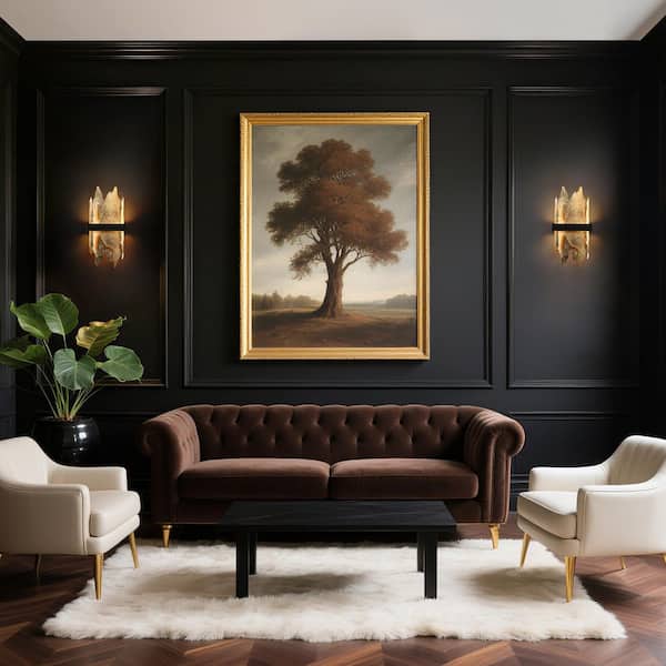 Synthienniser 1-Light Matte Black Modern Acrylic Wall Sconce with Vintage Goldleaf Shade Contemporary Wall Light