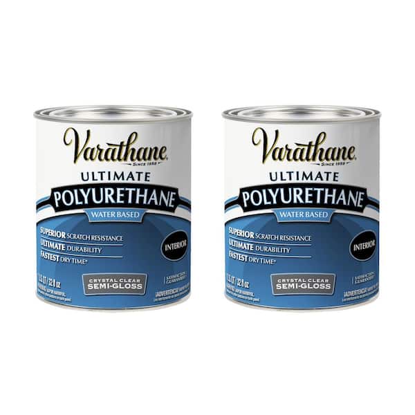 1 Quart Clear Semi-Gloss Water-Based Interior Shellac, Lacquer & Polyurethane (2-Pack)