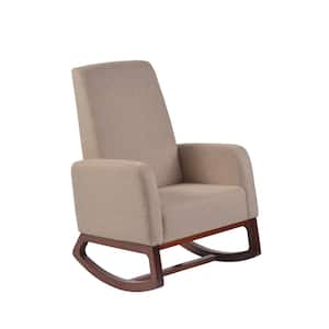 Home Deluxe Beige Modern Solid Wood Rocking Chair with Padded seat and Arm