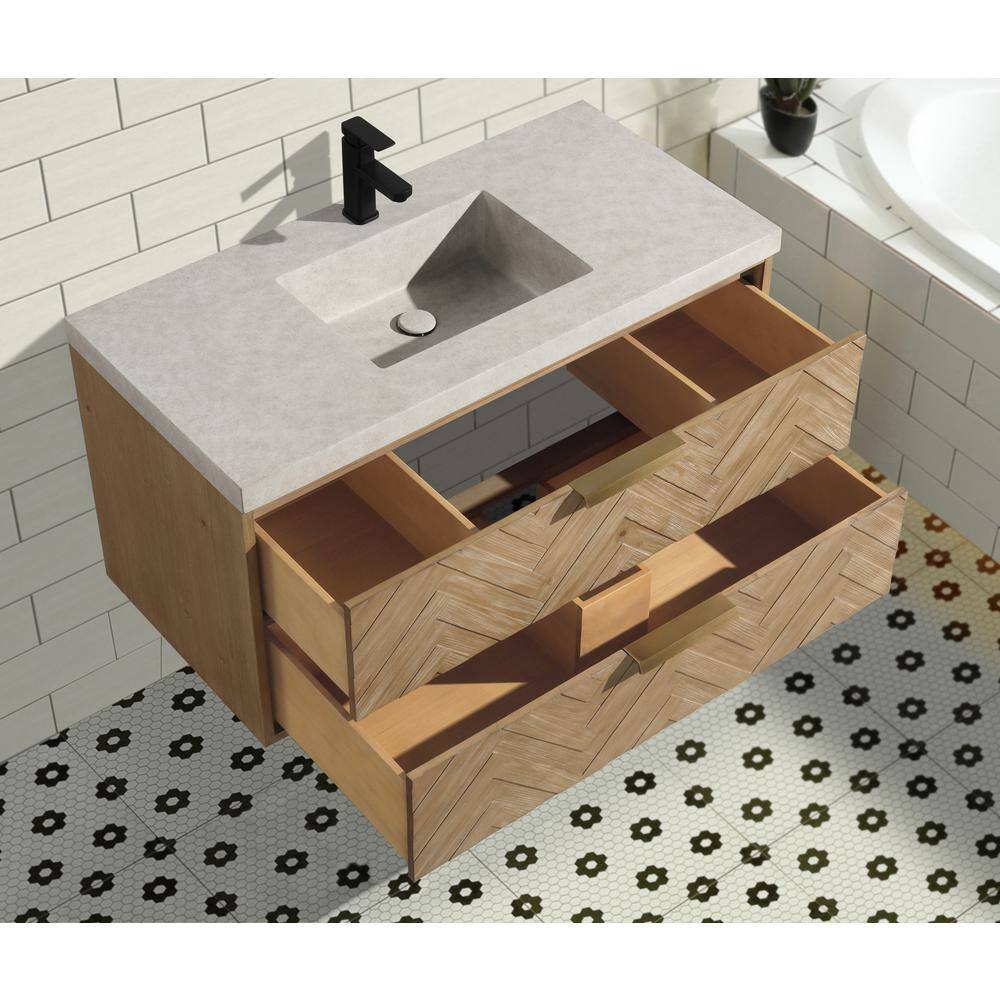 Carlsbad 42'' Weathered Fir Single Bathroom Vanity with Concrete Top