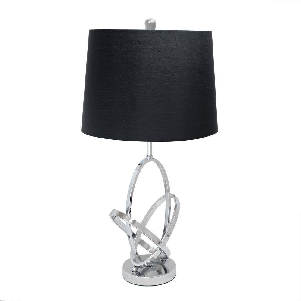Modern Black and Chrome Sculptural Nightstand Lamp with Empire Shade
