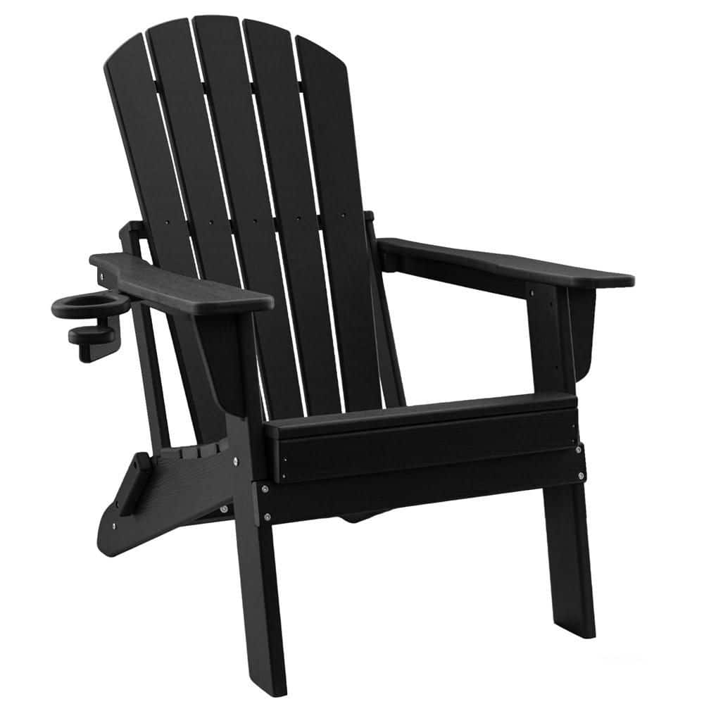 HDPE Folding Adirondack Chair with Cup Holder, Weather-Resistant, Low Maintenance, Supports up to 400lbs, Black price history on PriceWatchPro
