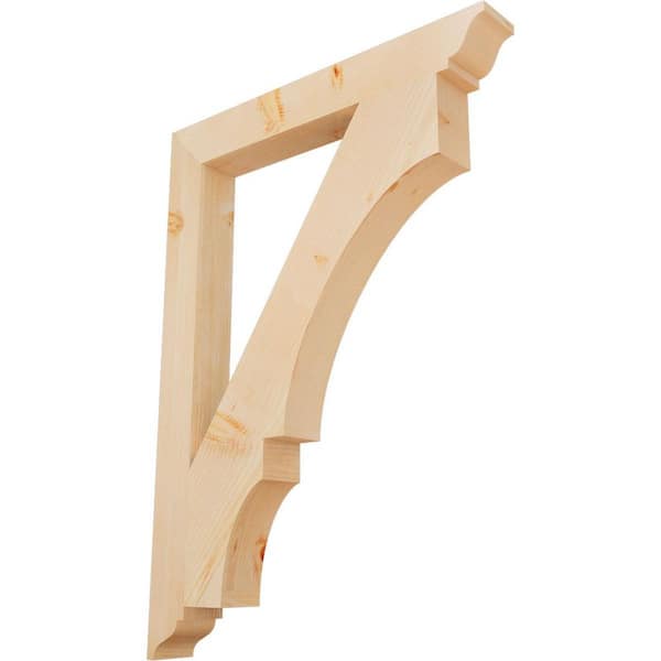 Ekena Millwork 3.5 in. x 44 in. x 32 in. Douglas Fir Balboa Traditional Smooth Bracket
