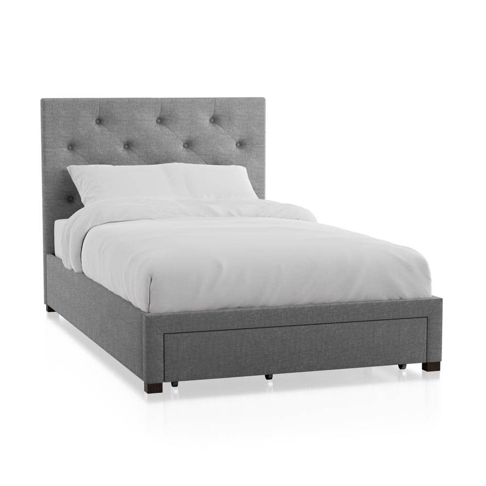 Furniture of America Stevies 57.13 in. W Gray Full Wood Frame Platform