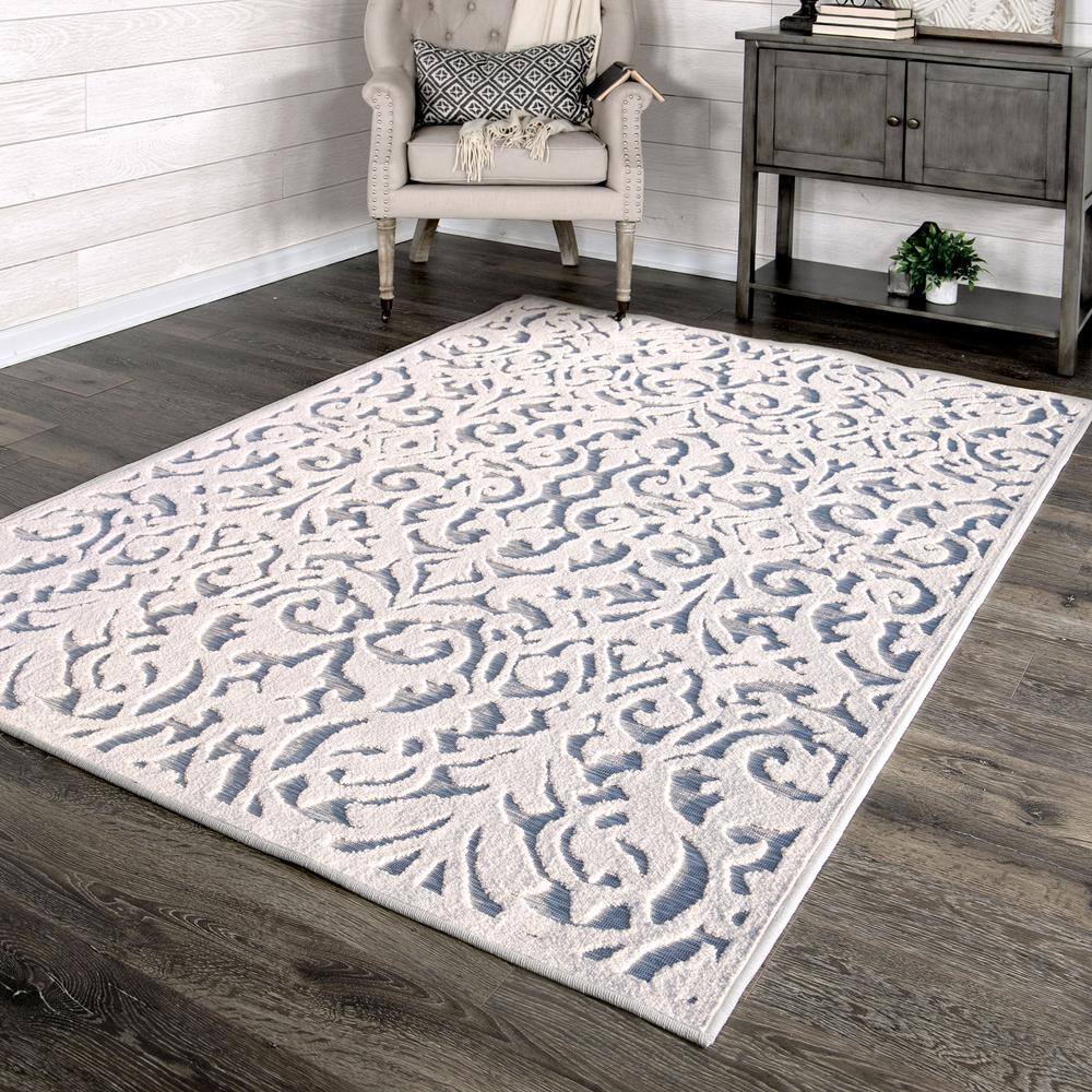 Ladybird Natural Blue High Low Indoor Outdoor Rug