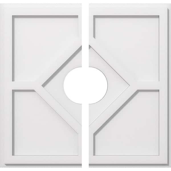 Ekena Millwork 1 in. P X 7-1/2 in. C X 22 in. OD X 5 in. ID Embry Architectural Grade PVC Contemporary Ceiling Medallion, Two Piece