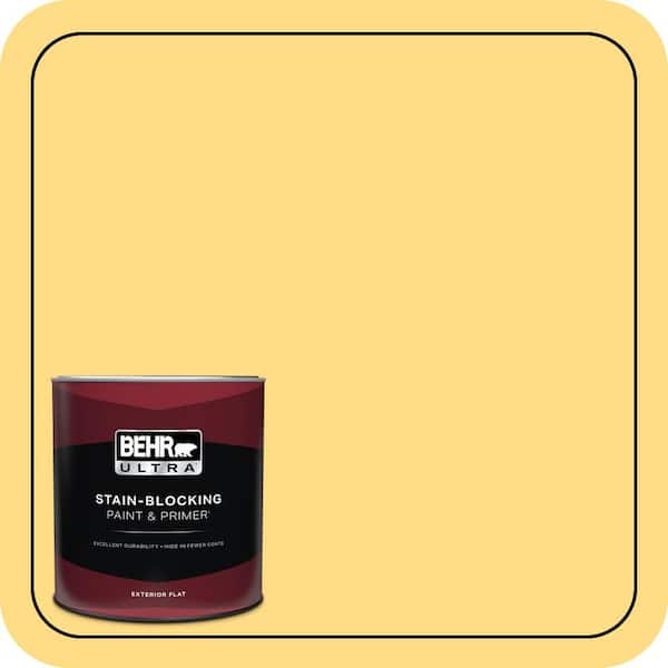 BEHR ULTRA 1 qt. #340B-5 Yellow Brick Road Flat Exterior Paint & Primer