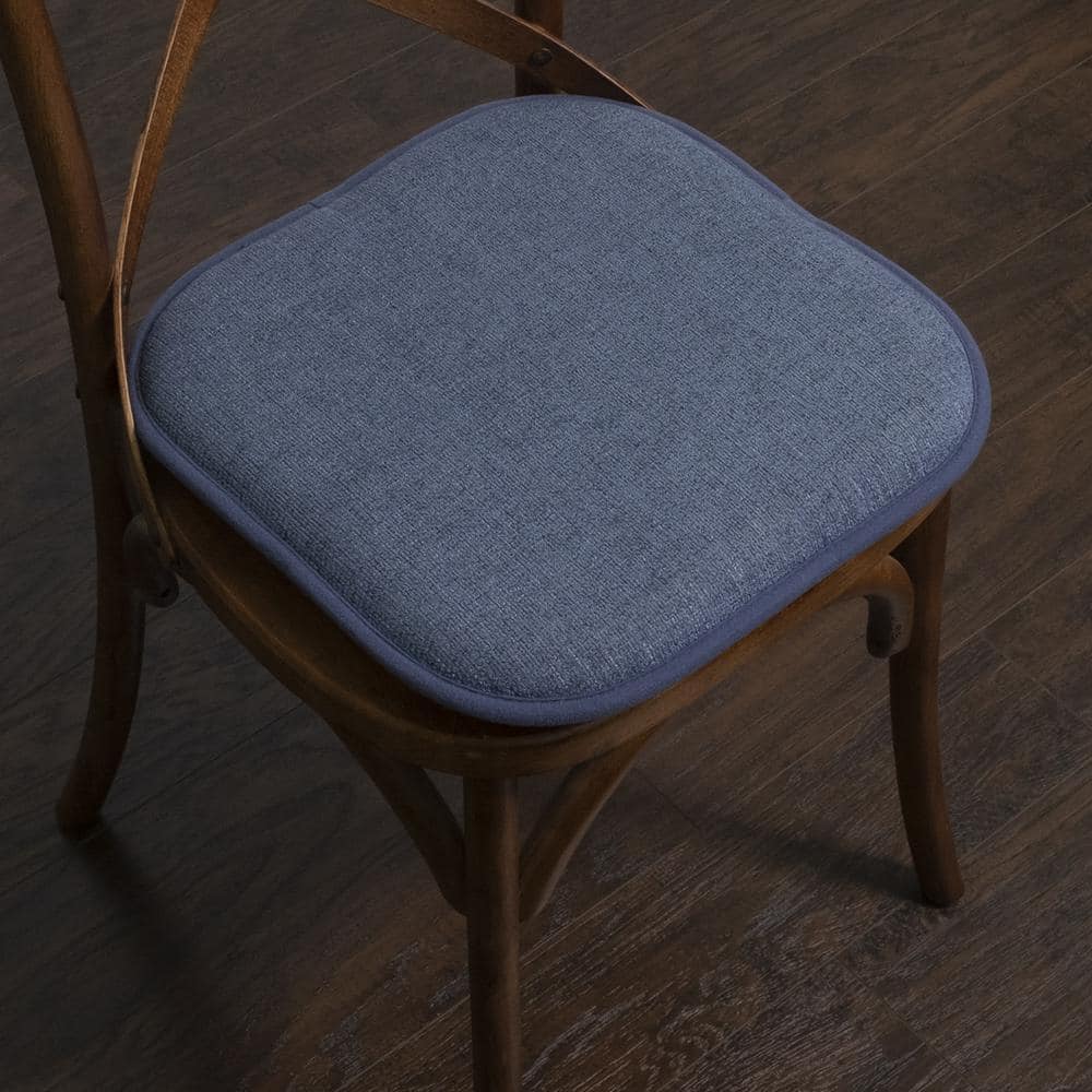 Denim Blue Memory Foam Non-Slip Chair Cushion Set