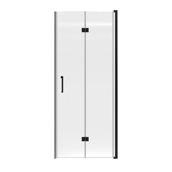 32 in. W x 72 in. H Bi-Fold Frameless Shower Door in Matte Black with Clear Glass