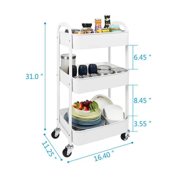 Simple Houseware 3-Tier Kitchen Cart Multifunctional Rolling