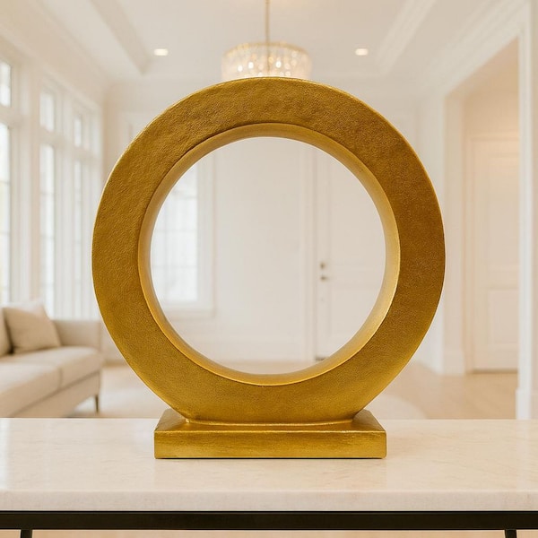 castellousa 15 in. Decorative Aluminum Circular Sculpture in Gold
