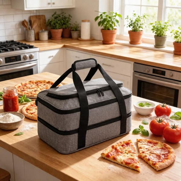 insulated casserole travel tote bag LUNCIA Single Decker Carrier, Lasagna Lugger Keeps Food Hot or Cold, Thermal Lunch for Potluck Parties, Picnic and Cookouts, Fits 9" x 13" Baking Dish, Grey: Home from picnics and camping trips to day trips or office potlucks Vuudh Expandable Casserole Carrier Bag