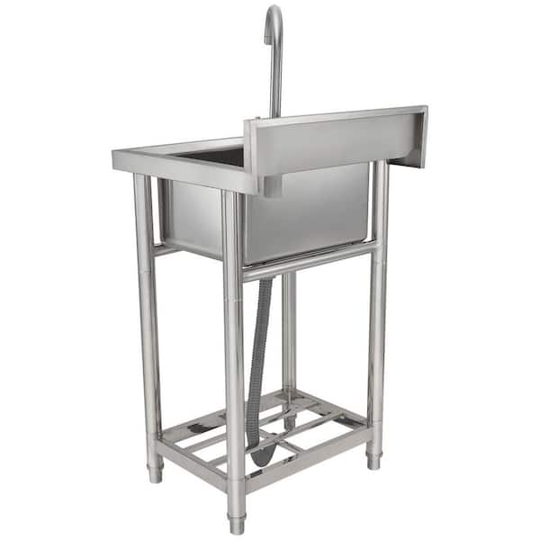 Stainless Steel Utility Sink, 1-Compartment Free Standing Small Sink, 16 in. x 13 in. x 8.7 in. Commercial Single