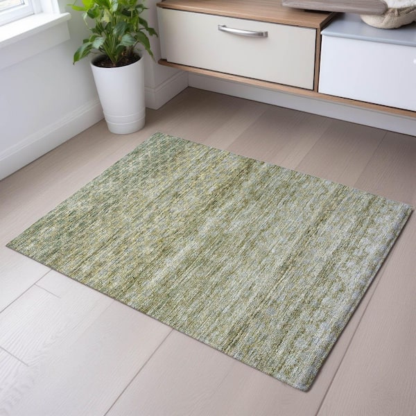 Mayfield Premium Machine Washable Abstract AMF1168 Aloe 2 ft. x 3 ft. Area Rug