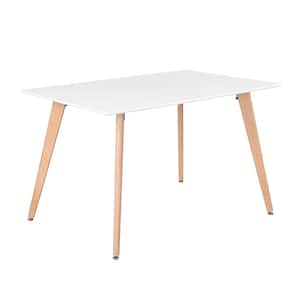 Rookie 43 in. Rectangle White Wood Top 4 Solid Beech Wood Legs Dining Table (Seat 4)