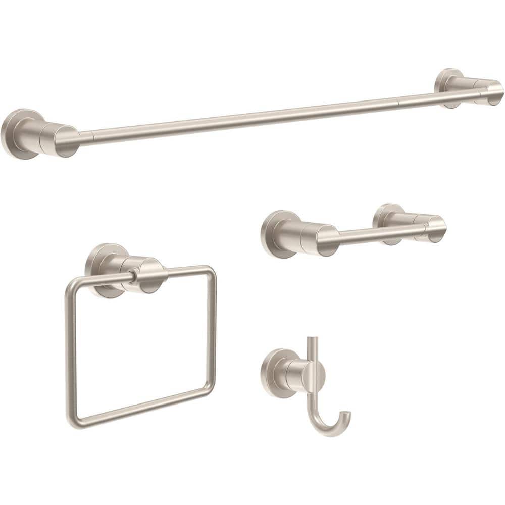 Spotshield Brushed Nickel Rectangular Wall Mounted Towel Ring
