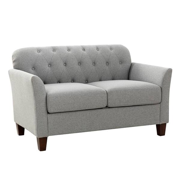 ARTFUL LIVING DESIGN Ida 51.5" in. Wide Mid-Century Button-Tufted Dove Loveseat With Removable Cushions