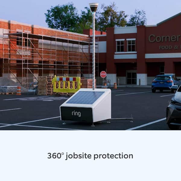 Mobile Security Tower - Plug-in with Ring Elite 360 Camera, Retinal 4K, AI-Powered Deterrents, Wireless Connectivity