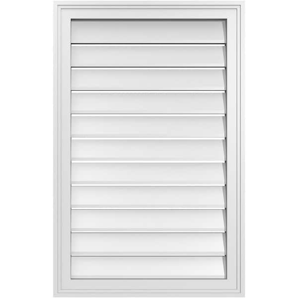 Ekena Millwork 22" x 34" Rectangular White PVC Paintable Gable Louver Vent Functional