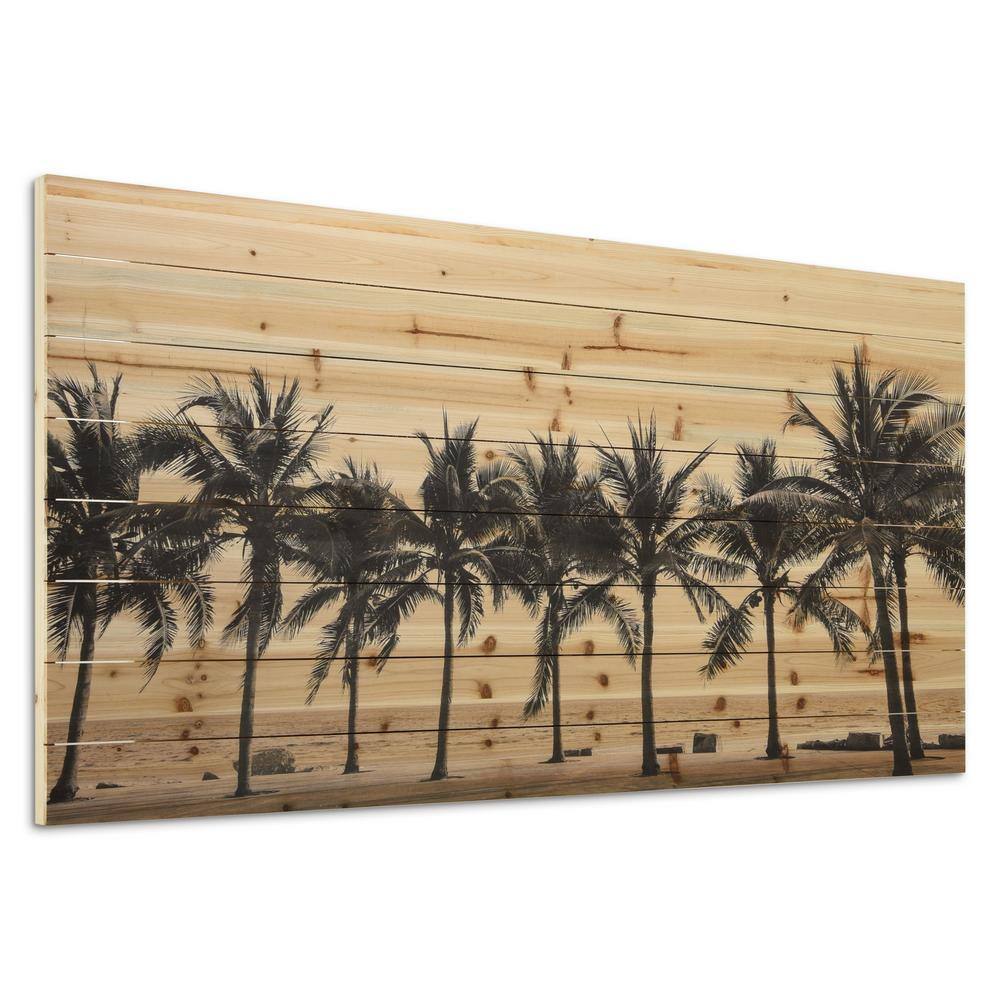 Solitary Beach Black and Beige Solid Fir Wood Wall Art