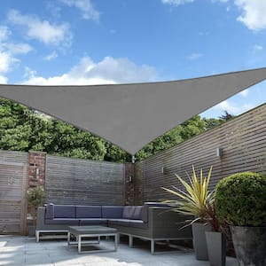 15 ft. x 15 ft. x 21 ft. 185 GSM Dark Gray Triangle Sun Shade Sail, for Patio Garden and Swimming Pool