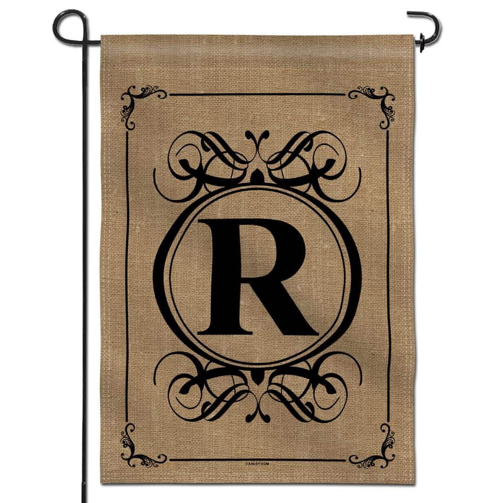 ANLEY 12.5 in. x 18 in. Classic Monogram Letter R Double Sided Garden Flag, Family Last Name Initial Yard Flags