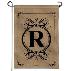 12.5 in. x 18 in. Classic Monogram Letter R Double Sided Garden Flag, Family Last Name Initial Yard Flags