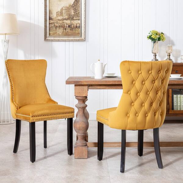 mustard velvet dining chairs