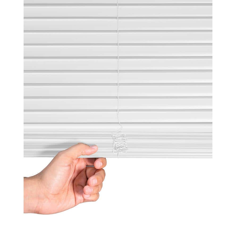 White Cordless Room Darkening Vinyl Mini Blind with 1 in. Slats 46 in. W x 60 in. L