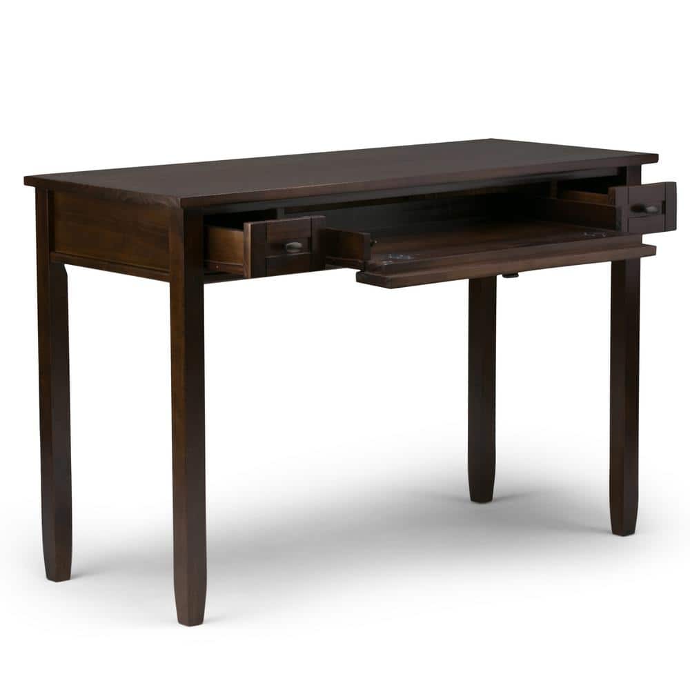 Tobacco Brown Solid Wood Writing Desk with Keyboard Tray