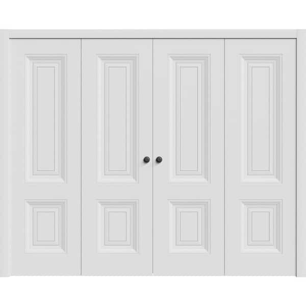 7422 96 in. x 80 in. Sold Core White Color Wood Bi-fold Door with Hardware