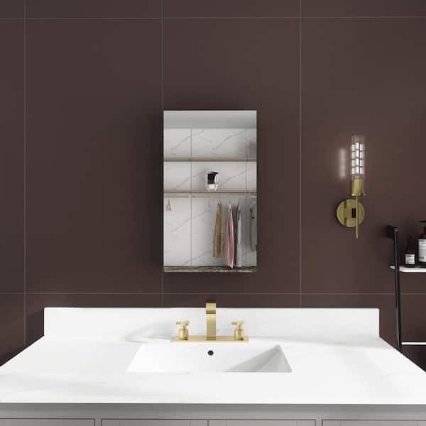 JimsMaison 15 in. W x 26 in. H Rectangular Silver Aluminum Recessed/Surface Mount Medicine Cabinet with Mirror