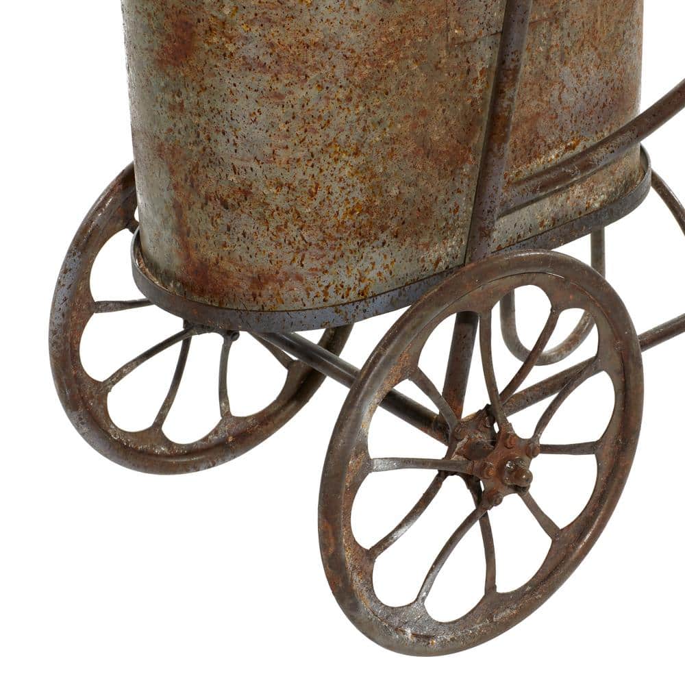 Vintage Brown Metal Hand Pump Fountain with Pail and Tub