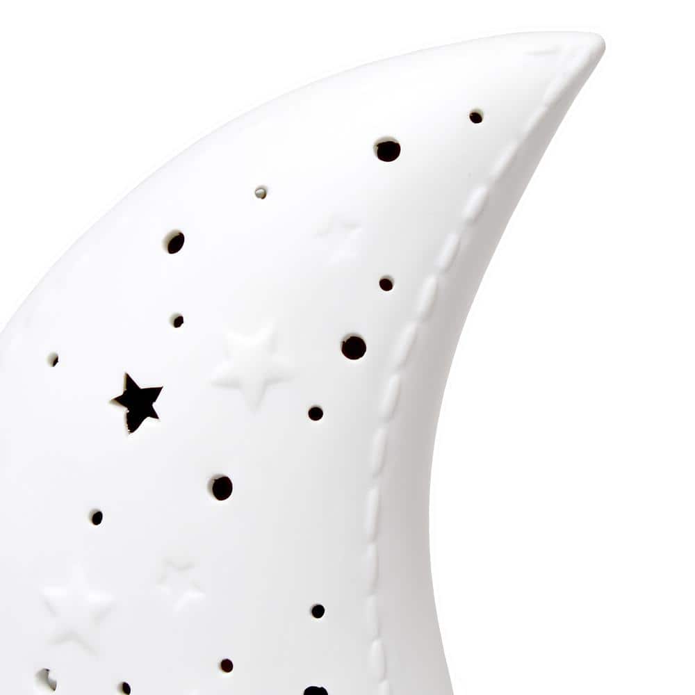 White Porcelain Moon Shaped Kids Table Lamp