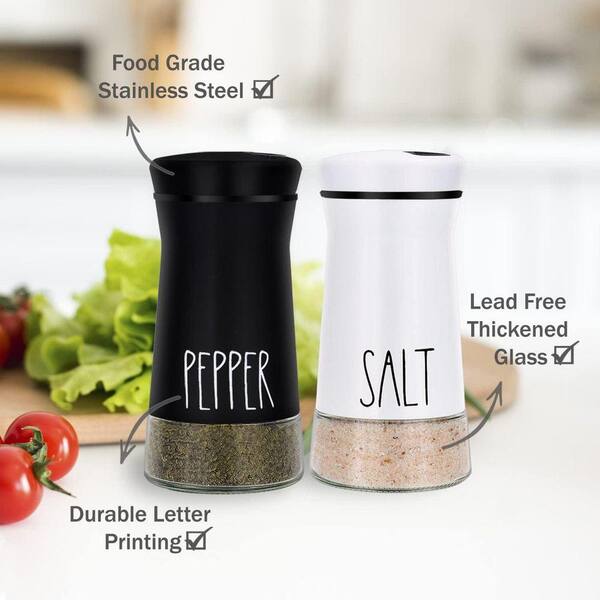Lynzavix Farmhouse Stainless Steel Salt and Pepper Shakers Set