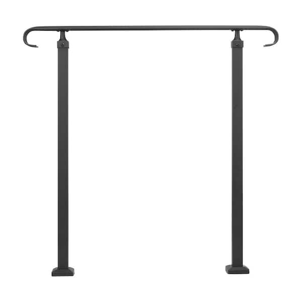 SVOPES Handrails, 37.8 in. H x 37.8 in. W, Adjustable Front Porch Hand Rail, Black, Wrought Iron, Stair Railing Kit