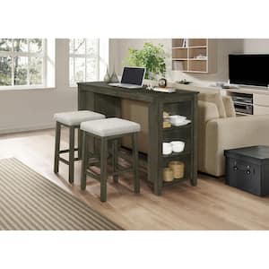 New Classic Furniture Churon 3-piece Gray Wood Top Bar Table Set, Brown