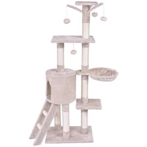 56 in. Condo Scratching Posts Ladder Cat Play Tree
