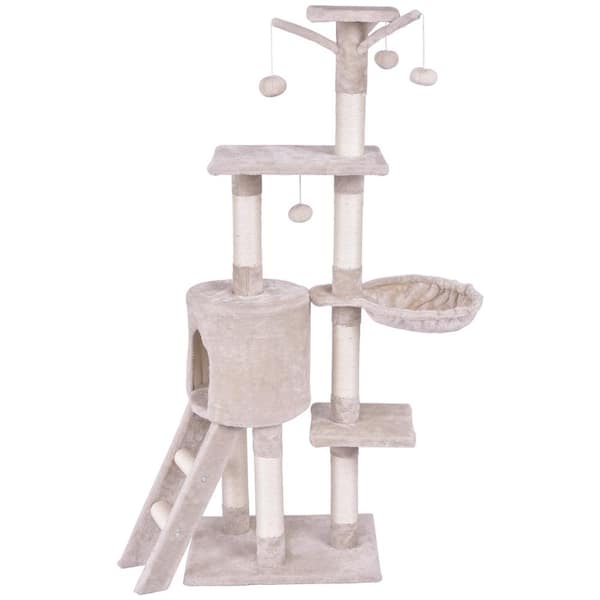 FORCLOVER 56 in. Condo Scratching Posts Ladder Cat Play Tree HYP-389BE ...