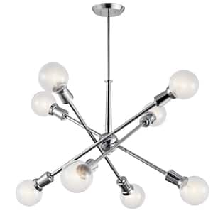 Armstrong 30 in. 8-Light Chrome Mid-Century Modern Sputnik Chandelier for Dining Room