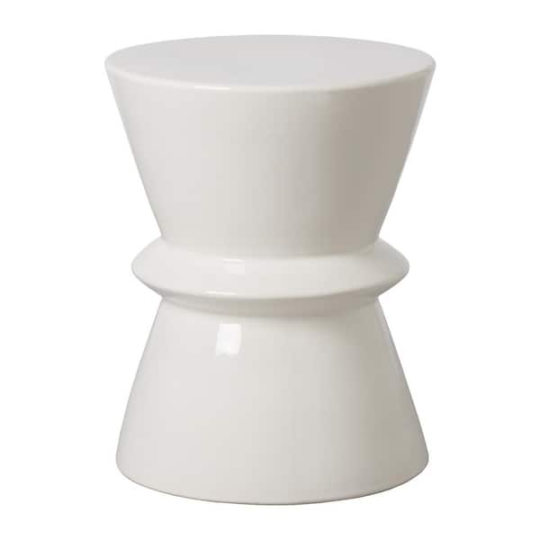 Emissary Zip 18 in. H White Round Ceramic Garden Stool