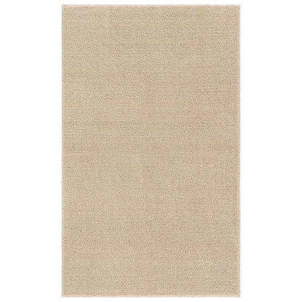 Palmer Plush 3 ft. x 5 ft. Champagne Tan Washable Non Slip Solid Color Area Rug