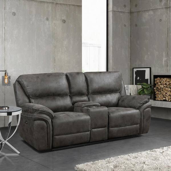 Gray microfiber reclining loveseat discount